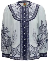 FARM Rio - Seaside Print Blouse Coast Scarf Off - Lyst