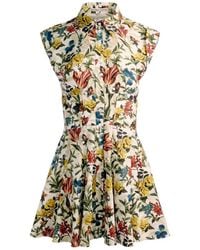 Alice + Olivia - Printed Cotton Mini Dress - Lyst