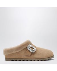 Roger Vivier - Tobacco Suede Belle Vivier Buckle Mules - Lyst