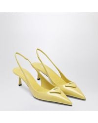 Prada - Pineapplecoloured Patent Leather Slingback Pumps - Lyst
