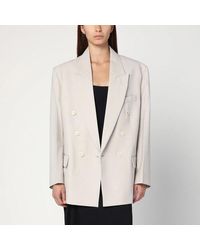 Victoria Beckham - Pumice-Coloured Double-Breasted Jacket - Lyst