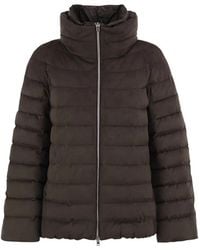 Herno - Technical Suede-Effect Down Jacket With Padded High Collar - Lyst