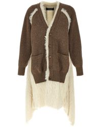 Undercover - Asymmetrical Faux Fur And Braided Wool Cardigan - Lyst