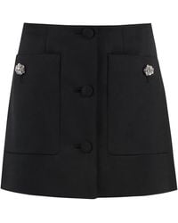 Prada - Crystal-Embellished Wool Mini Skirt - Lyst