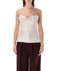 Chloé - Ivory Silk Top With Lace - Lyst