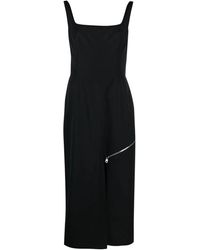 McQueen - Grain De Poudre Wool Midi Dress - Lyst