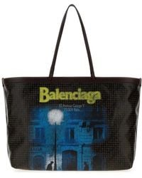 Balenciaga - Logo-Print Leather-Trim Tote Bag - Lyst