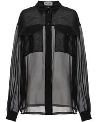Saint Laurent - Silk Crepe Muslin Shirt - Lyst