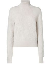 Fendi - High-Neck Wool And Cashmere Jumper With Ff Polka Dot Embroidery Clothing - Lyst