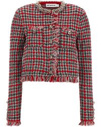 Self-Portrait - Self Portrait Fringed Knit Jacket - Lyst