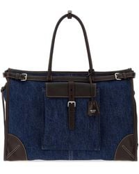 Prada - Denim Bonnie Shopping Bag - Lyst