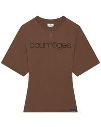 Courreges - Courregès Brick/ Cotton Tshirt With Logo - Lyst