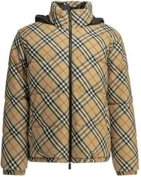 Burberry - "Snowdon Check Reversible" Short Down Jacket - Lyst