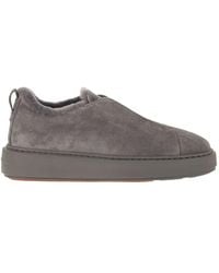 Santoni - Slip-On Suede Sneakers With Fur - Lyst