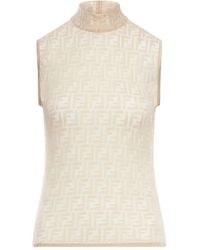 Fendi - High Collar Sleeveless Fitted Top - Lyst