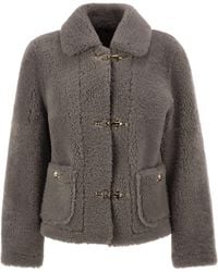 Fay - Shearling Jacket With Hook Fastenings By - Lyst