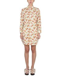 Marni - Shirt Dress With Floral Pattern - Lyst