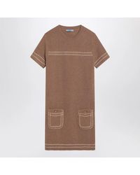 Prada - Camel-Coloured Cashmere Short Dress - Lyst