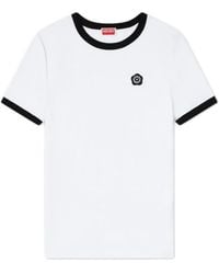 KENZO - 'Boke Flower 2.0' Embroidered Cotton Fitted T-Shirt - Lyst