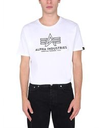 Alpha Industries - T Shirt With Embroidered Logo - Lyst