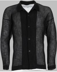 Homme Plissé Issey Miyake - Semi-Sheer Ribbed Polyester Casual Shirt - Lyst