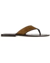 The Row - Biscuit Suede Dan Thong Slippers - Lyst
