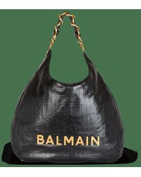 Balmain - Soft Crinkled Leather Hobo Handbag - Lyst