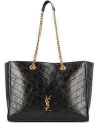 Saint Laurent - Niki E/W Suede Leather Tote - Lyst