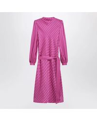 Valentino Garavani - Fuchsia Silk Jacquard Midi Dress - Lyst