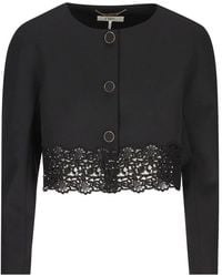 Chloé - Lace-Trim Cropped Cardigan - Lyst