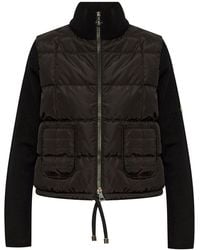 Moncler - Wool And Nylon Padded Cardigan - Lyst