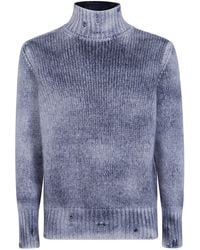 Avant Toi - Hand Painted Cashmere And Silk High Neck Pullover With Destroyed Edges - Lyst