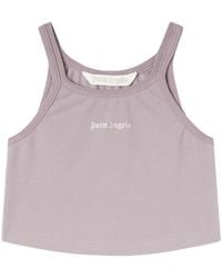 Palm Angels - Sleeveless Logo Crop Top - Lyst