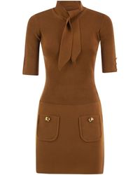 Elisabetta Franchi - Knit Mini Dress With Bow Detail - Lyst