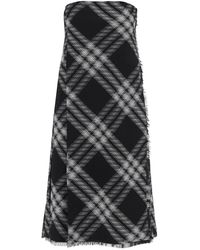 Burberry - Midi Dress With Check Pattern - Lyst