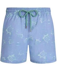 Vilebrequin - Swim Shorts With Turtle And Water Bubble Print And Matching Pouch - Lyst