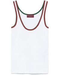 Gucci - Web Detail Cotton Tank Top - Lyst