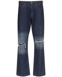 MM6 by Maison Margiela - Distressed Effect Straight Leg Jeans - Lyst
