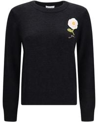 Ganni - Wool Sweater With Crochet Flower - Lyst
