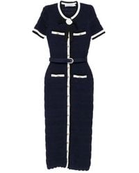 Self-Portrait - Belted Bow-Detail Midi Dress - Lyst
