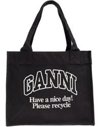 Ganni - Recycled Cotton Large Tote Bag - Lyst
