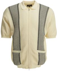 Beams Plus - Polyester Linen Polyester Nylon Linen Textured Knit Zipper Polo Shirt - Lyst