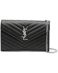 Saint Laurent - Cassandre Calf Leather Chain Wallet - Lyst