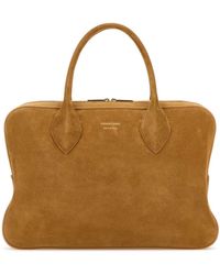 Ferragamo - Salvatore Camel Suede Medium Handbag - Lyst