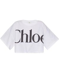 Chloé - Cropped Boxy Logo T-Shirt - Lyst