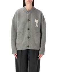 Ami Paris - Alpaca Cardigan With Ami De Cœur Logo - Lyst