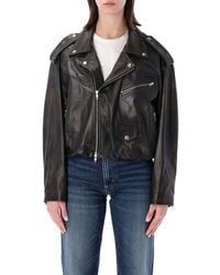 S.W.O.R.D - Elastic Hem Leather Jacket Damage Ovine - Lyst