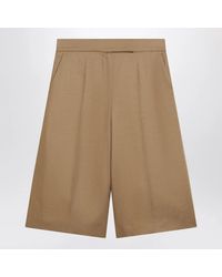 Max Mara - Sand-Colored Linen Bermuda Shorts - Lyst