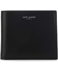 Saint Laurent - Leather Bi-Fold Wallet With Logo For - Lyst
