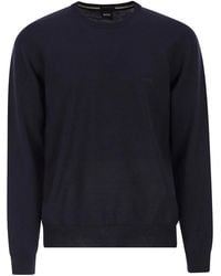 BOSS - Regular Fit Virgin Wool Jumper With Embroidered Logo - Lyst